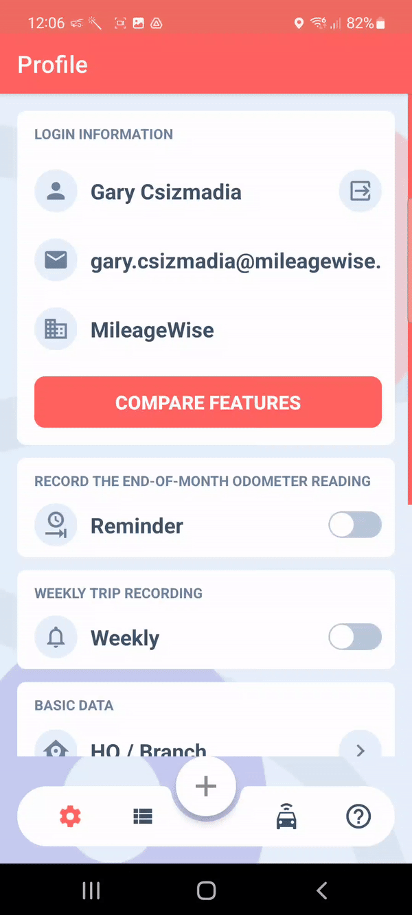recording trips with mileage app